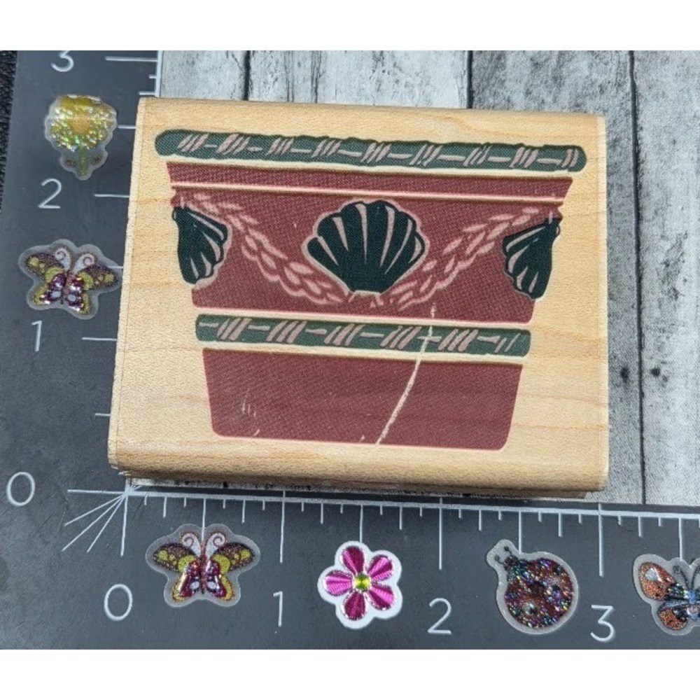 Rubber Stampede Terra Cotta Planter Z475E 1993 Rubber Stamp Wood #B54